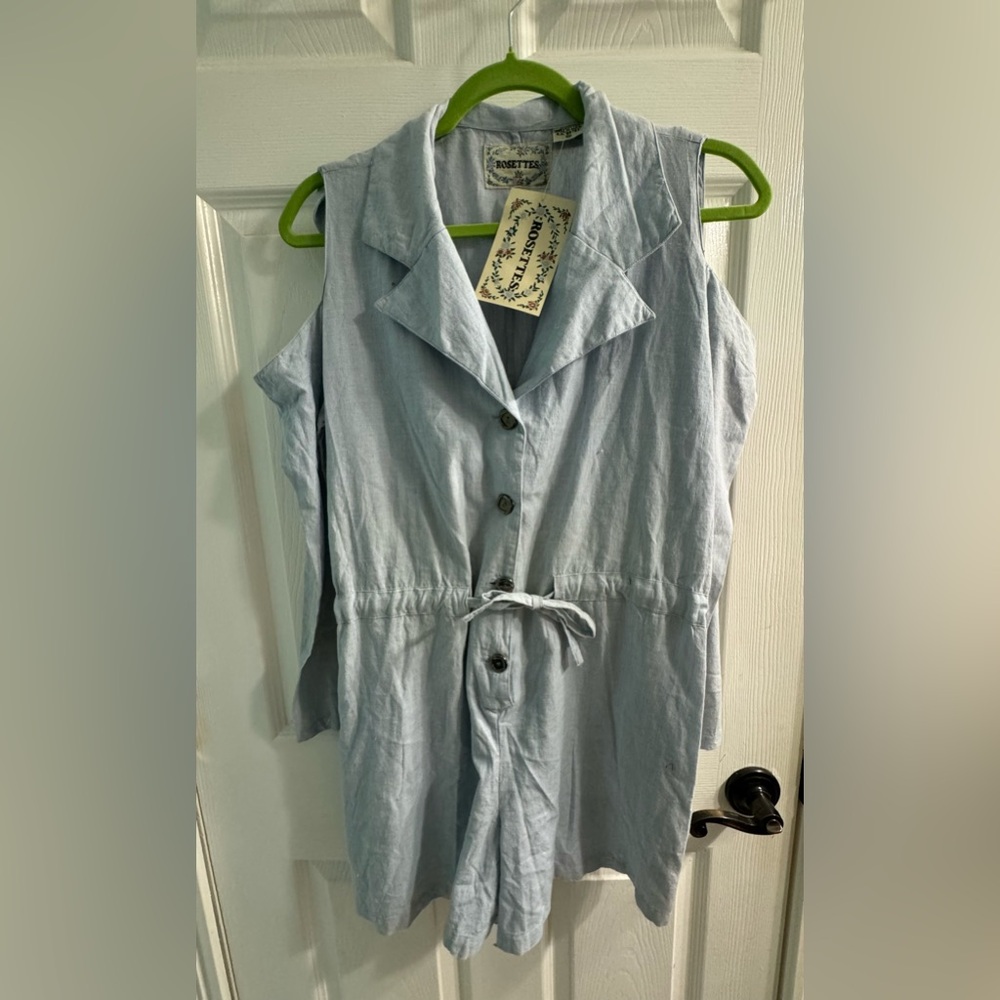 Rosettes cold shoulder romper, pale blue, size M BRAND NEW WITH TAGS